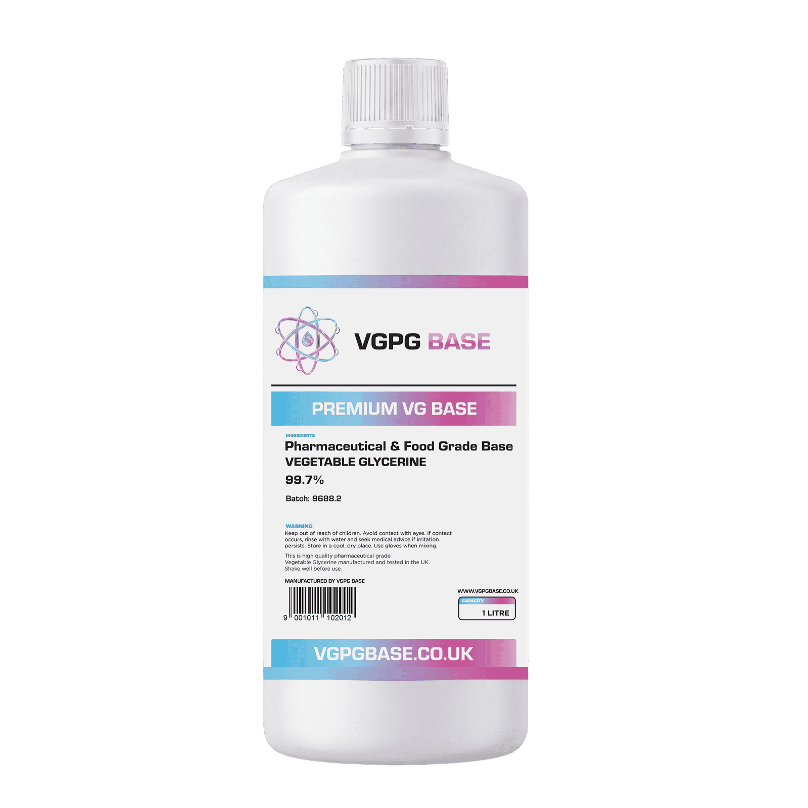 1 litre Vegetable Glycerine (VG) 99.7% USP/EP bottle - VGPG Base